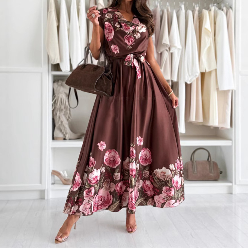 ⏳Time-limited Special⏰Women's Elegant Printed V-Neck Dresses🌸