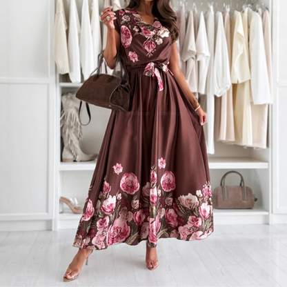 ⏳Time-limited Special⏰Women's Elegant Printed V-Neck Dresses🌸