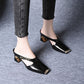 🏖️Summer Specials🌴Women's Casual Metal Square Toe Mid Block Heel Mules
