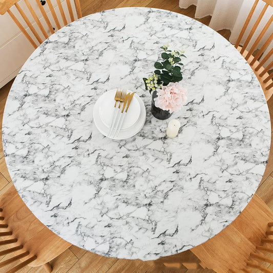 ⏳Time-limited Special⌛Marble Printed Round Fitted Table Cover with Elastic Edges