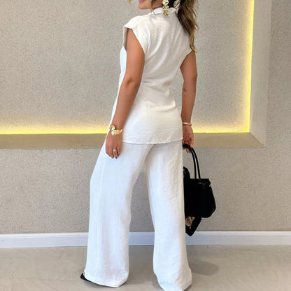 ⏳Time-limited Special⏰Elegant Waisted Top & Casual Pants Set