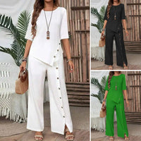 ⏳Time-limited Special⏰Women's Irregular Hem Top & Wide Leg Pants (2 Piece Set)