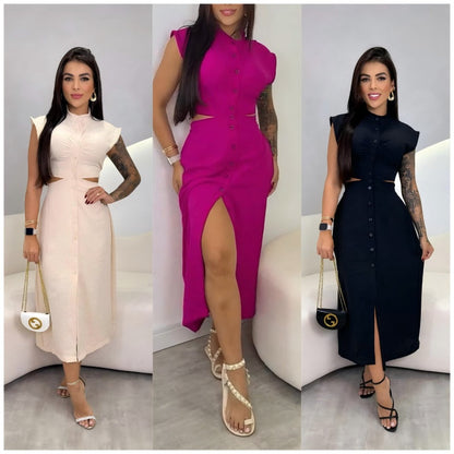 ⏳Time-limited Special⏰Women's Elegant Cap Sleeve Split Dress