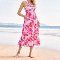 ⏳Time-limited Special⏰Cross Halter Sleeveless Floral Printed Dress💃