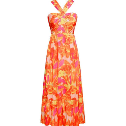 ⏳Time-limited Special⏰Cross Halter Sleeveless Floral Printed Dress💃