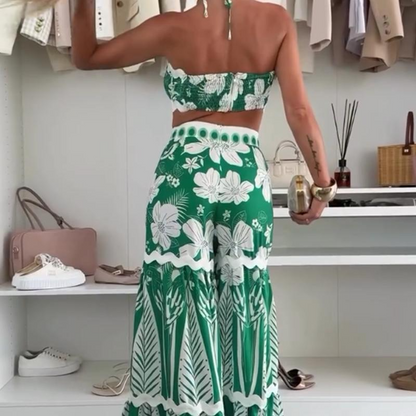👙Women’s Bikini Top & Printed Wide-Leg Pants Set - Fashionable & Vacation-Ready