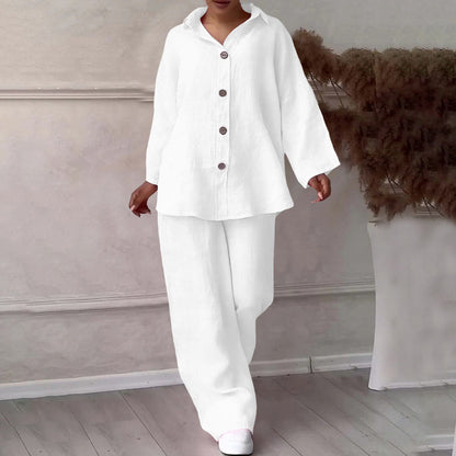 ⏳Time-limited Special⏰Fashion Botton-Down Shirt & Pants 2-Piece Set