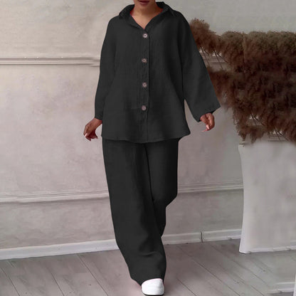 ⏳Time-limited Special⏰Fashion Botton-Down Shirt & Pants 2-Piece Set