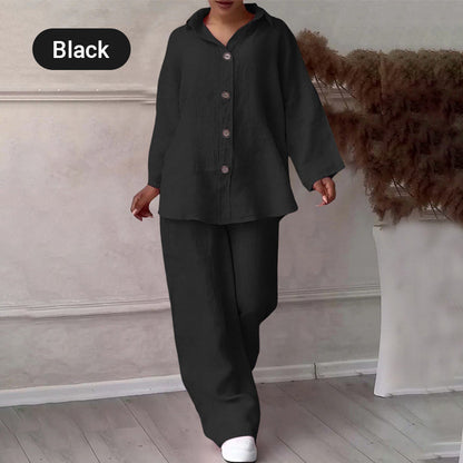 ⏳Time-limited Special⏰Fashion Botton-Down Shirt & Pants 2-Piece Set