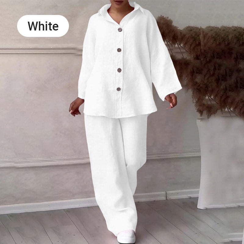 ⏳Time-limited Special⏰Fashion Botton-Down Shirt & Pants 2-Piece Set