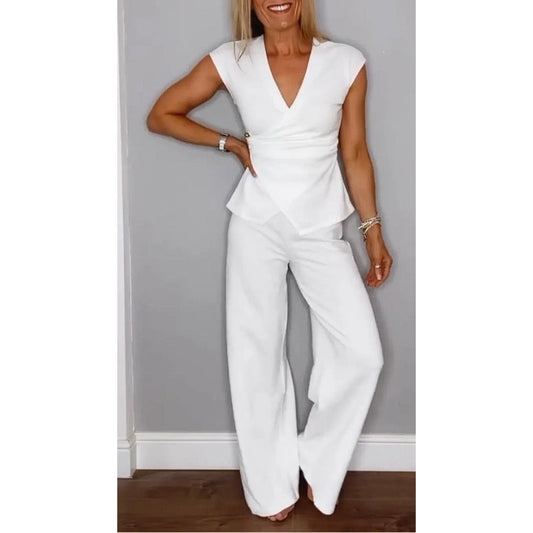 ⏳Time-limited Special⏰Women's Elegant V-Neck Top & Pants Set