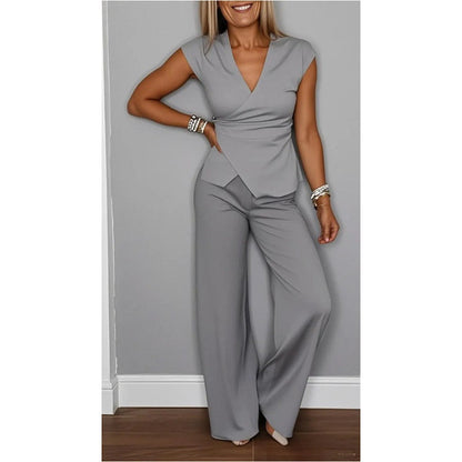 ⏳Time-limited Special⏰Women's Elegant V-Neck Top & Pants Set