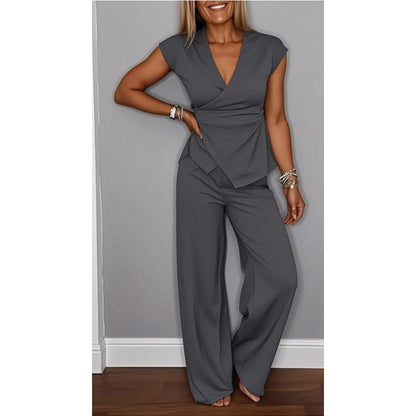 ⏳Time-limited Special⏰Women's Elegant V-Neck Top & Pants Set