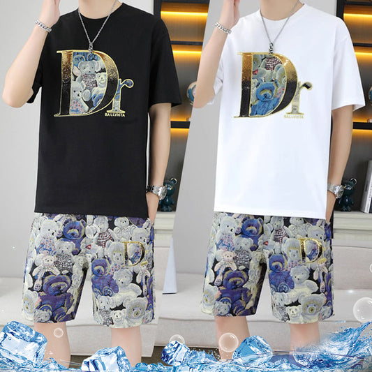 ⏳Time-limited Special⏰Men's Summer Casual Short Sleeve Top and Shorts 2 Pieces Outfits