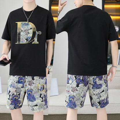 ⏳Time-limited Special⏰Men's Summer Casual Short Sleeve Top and Shorts 2 Pieces Outfits
