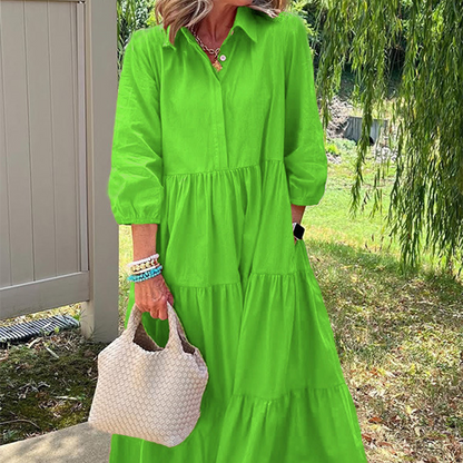 ⏳Time-limited Special⏰Women’s Casual Loose Fit Lapel Ankle Length Dress