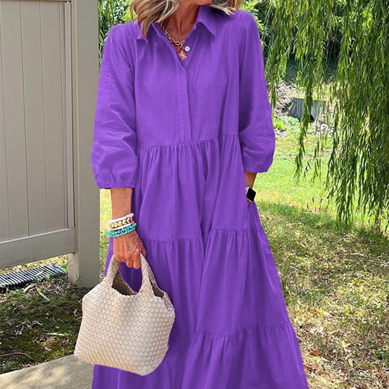 ⏳Time-limited Special⏰Women’s Casual Loose Fit Lapel Ankle Length Dress