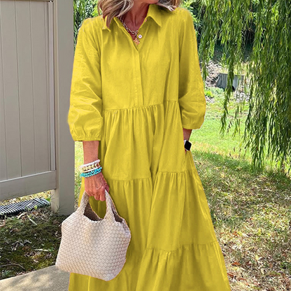 ⏳Time-limited Special⏰Women’s Casual Loose Fit Lapel Ankle Length Dress