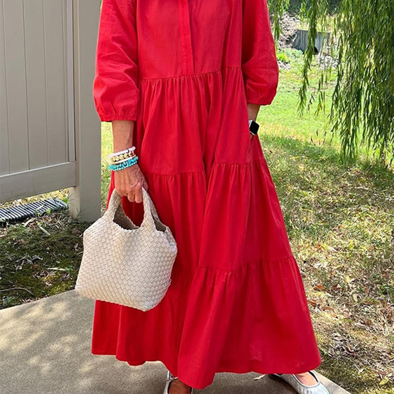 ⏳Time-limited Special⏰Women’s Casual Loose Fit Lapel Ankle Length Dress