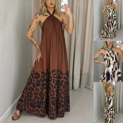 ⏳Time-limited Special⏰Women's Printed Halter Neck Maxi Dress