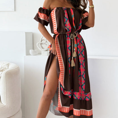 ⏳Time-limited Special⏰Casual Print Off-Shoulder Dress