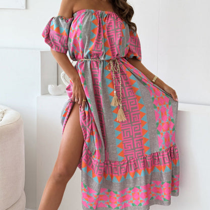 ⏳Time-limited Special⏰Casual Print Off-Shoulder Dress