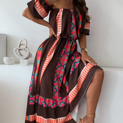 ⏳Time-limited Special⏰Casual Print Off-Shoulder Dress