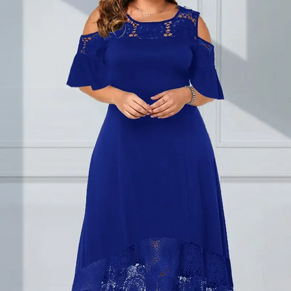 ⏳Time-limited Special⏰Women’s Elegant Cold Shoulder Lace Hem Dress