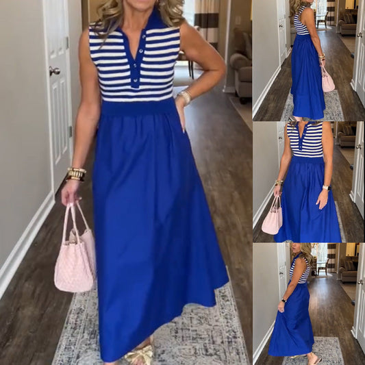 ⏳Time-limited Special⏰Women's Casual V-Neck Striped Maxi Dress
