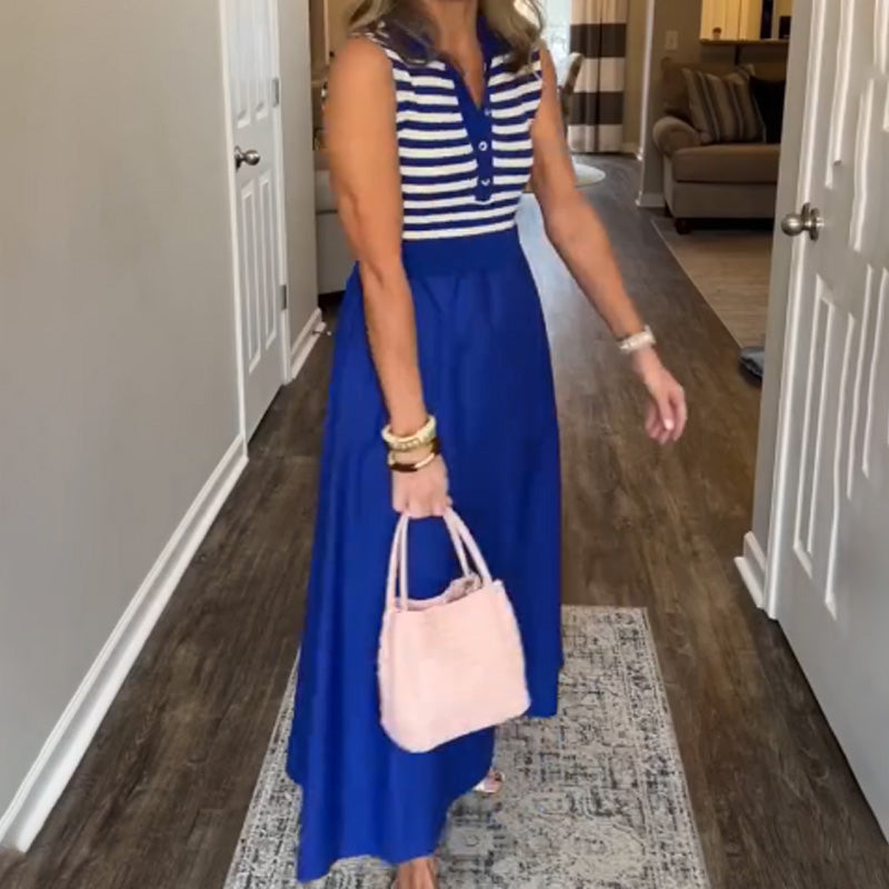 ⏳Time-limited Special⏰Women's Casual V-Neck Striped Maxi Dress