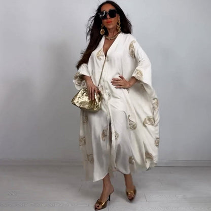 ⏳Time-limited Special⏰Casual Print & V-Neck Kaftan Dress for Women👗