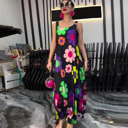⏳Time-limited Special⏰Floral Printed Loose Sleeveless Ankle-Length Dress👗