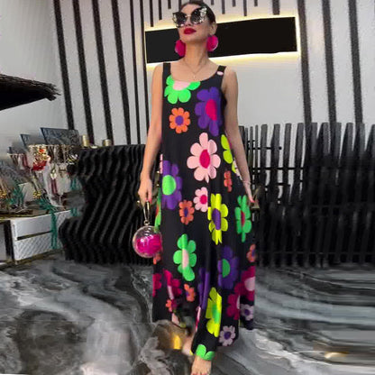 ⏳Time-limited Special⏰Floral Printed Loose Sleeveless Ankle-Length Dress👗