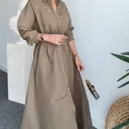 ⏳Time-limited Special⏰Lapel Zipper Detail Maxi Dress