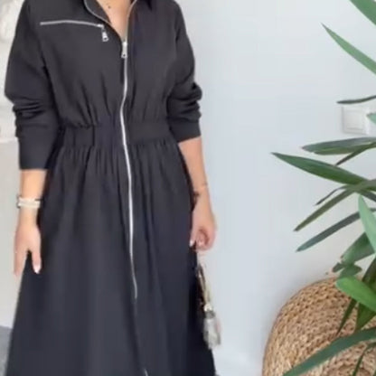 ⏳Time-limited Special⏰Lapel Zipper Detail Maxi Dress