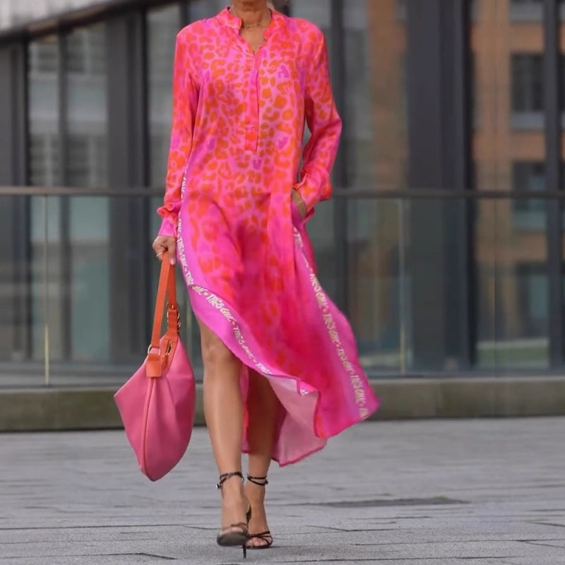 ⏳Time-limited Special⏰Women's Trendy Leopard Print V-Neck Side Slit Dress