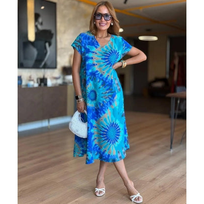 ⏳Time-limited Special⏰Women's Casual V-Neck Printed Maxi Dress
