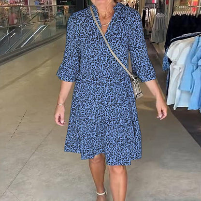 ⏳Time-limited Special⏰Women's Trendy Leopard Print V-Neck Loose Fit Dress