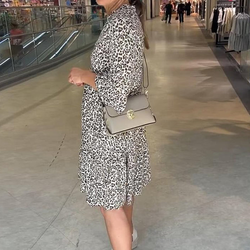 ⏳Time-limited Special⏰Women's Trendy Leopard Print V-Neck Loose Fit Dress