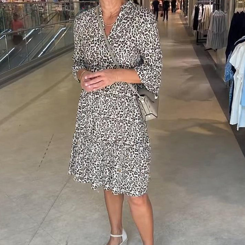 ⏳Time-limited Special⏰Women's Trendy Leopard Print V-Neck Loose Fit Dress