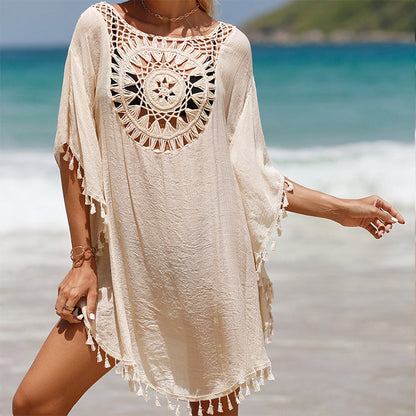 ⏳Time-limited Special⏰Women's Loose Solid Color Hollow Out Cover Up