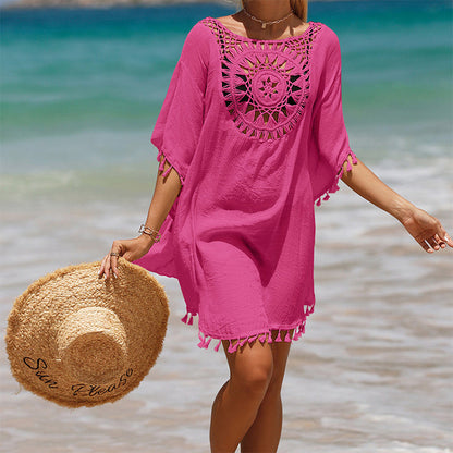⏳Time-limited Special⏰Women's Loose Solid Color Hollow Out Cover Up