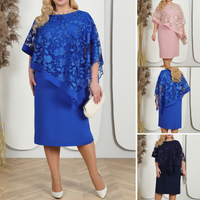 ⏳Time-limited Special⏰Elegant Floral Lace Overlay Dress with Cape Sleeves👗