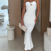 ⏳Time-limited Special⏰Elegant Strapless Ruched Bodycon Dress👗