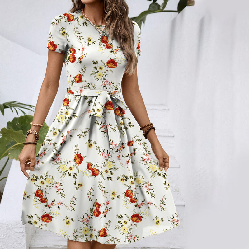 ⏳Time-limited Special⏰Women's Elegant Printed Round Neck Dress👗