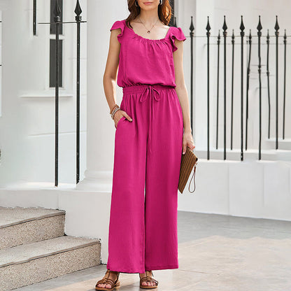 ⏳Time-limited Special⏰Women's Solid Color Pleated Square Neck Jumpsuit👗