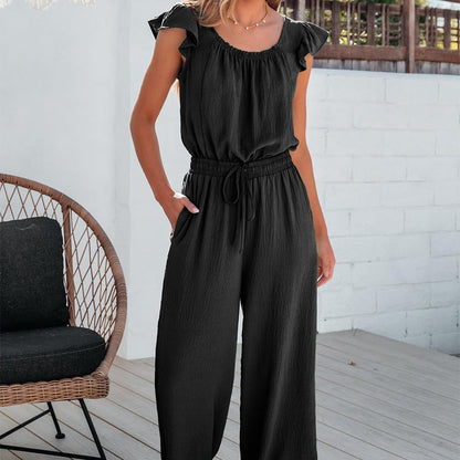 ⏳Time-limited Special⏰Women's Solid Color Pleated Square Neck Jumpsuit👗