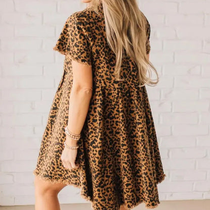 ⏳Time-limited Special⏰Wild Wish Leopard Denim Dress👗