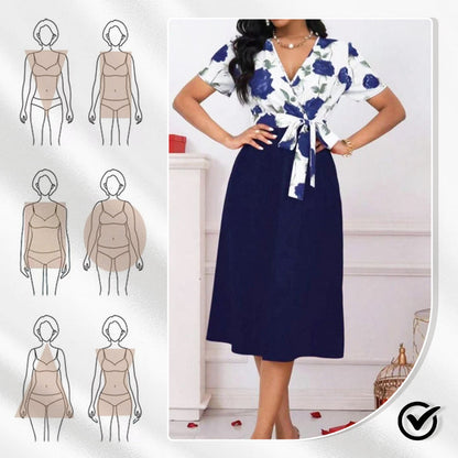 ⏳Time-limited Special⏰Women's Floral V-Neck Wrap Dress with Belted Waist👗