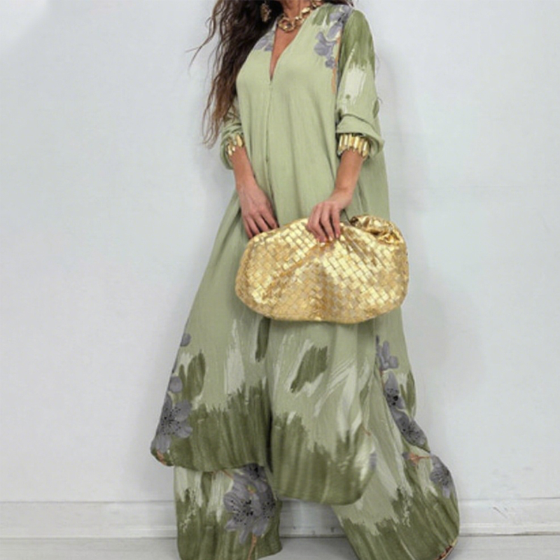 ⏳Time-limited Special⏰Women's Longline Shirt Dress & Wide-Leg Pants Set